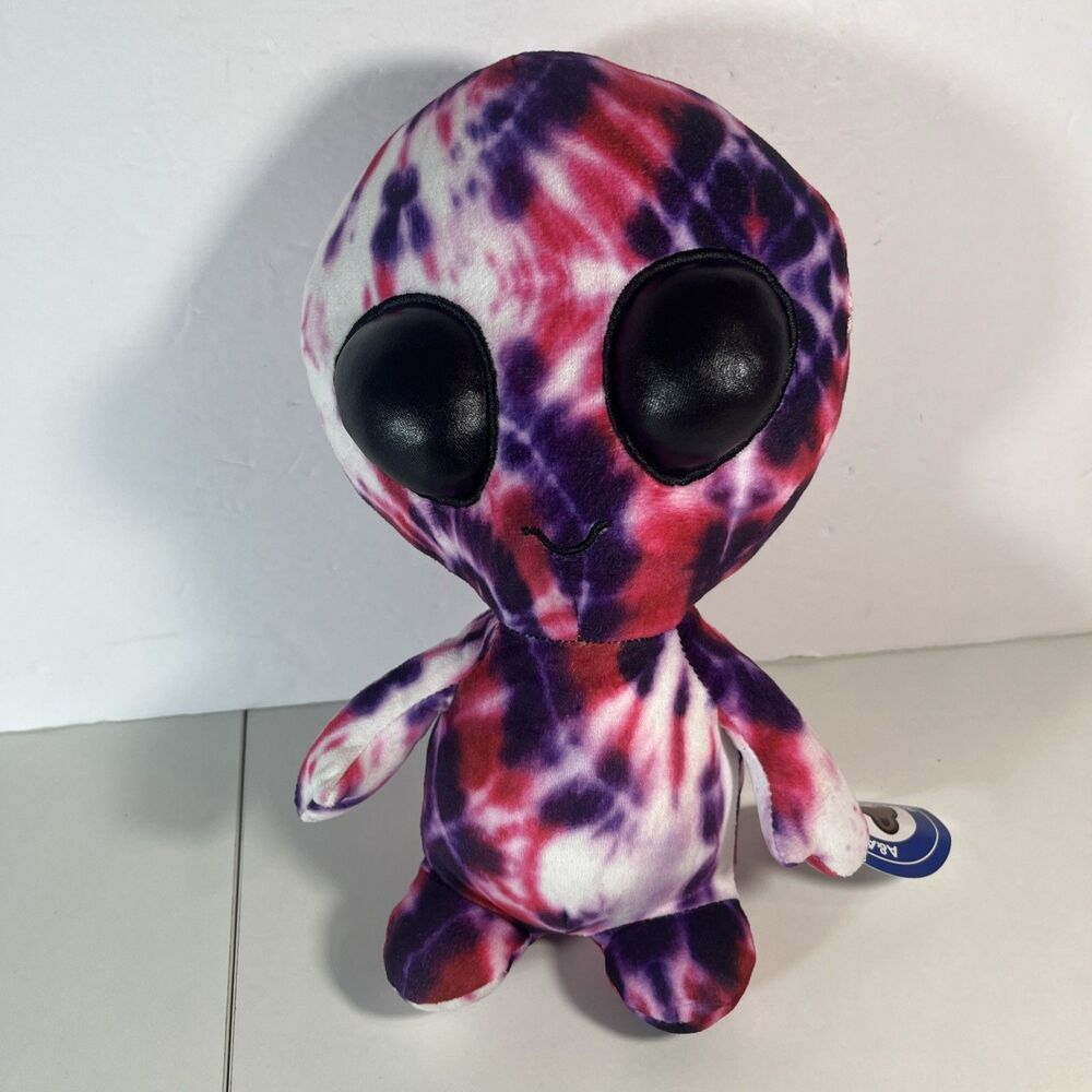A & A Global Tye Dye Alien Plush Stuffed Animal Toy Purple Red White 12"